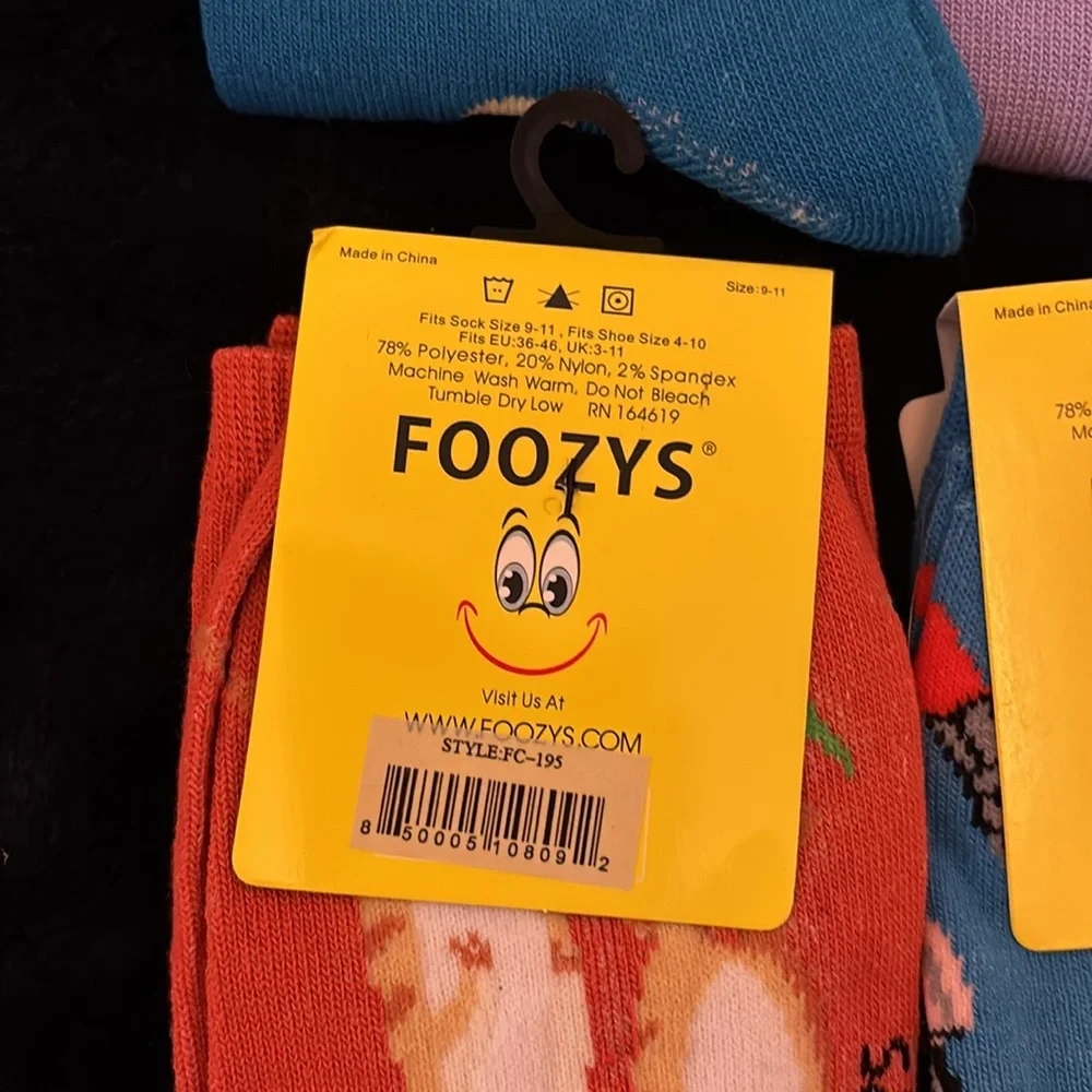 9 Pairs of Foozys Funny Socks size 9-11
